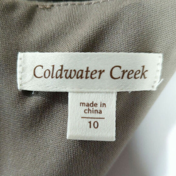 Coldwater Creek Empire Waist A Line Brown Green Abstract‎ Dress Sz. 10 Whimsical - Picture 10 of 11